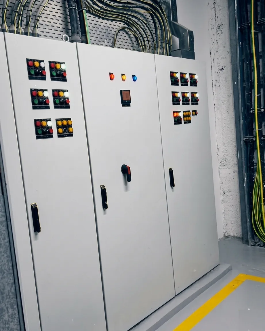 Industrial control panels in a mechanical services plant