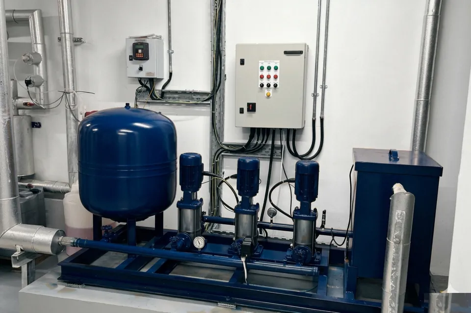 Water booster pump skid installation